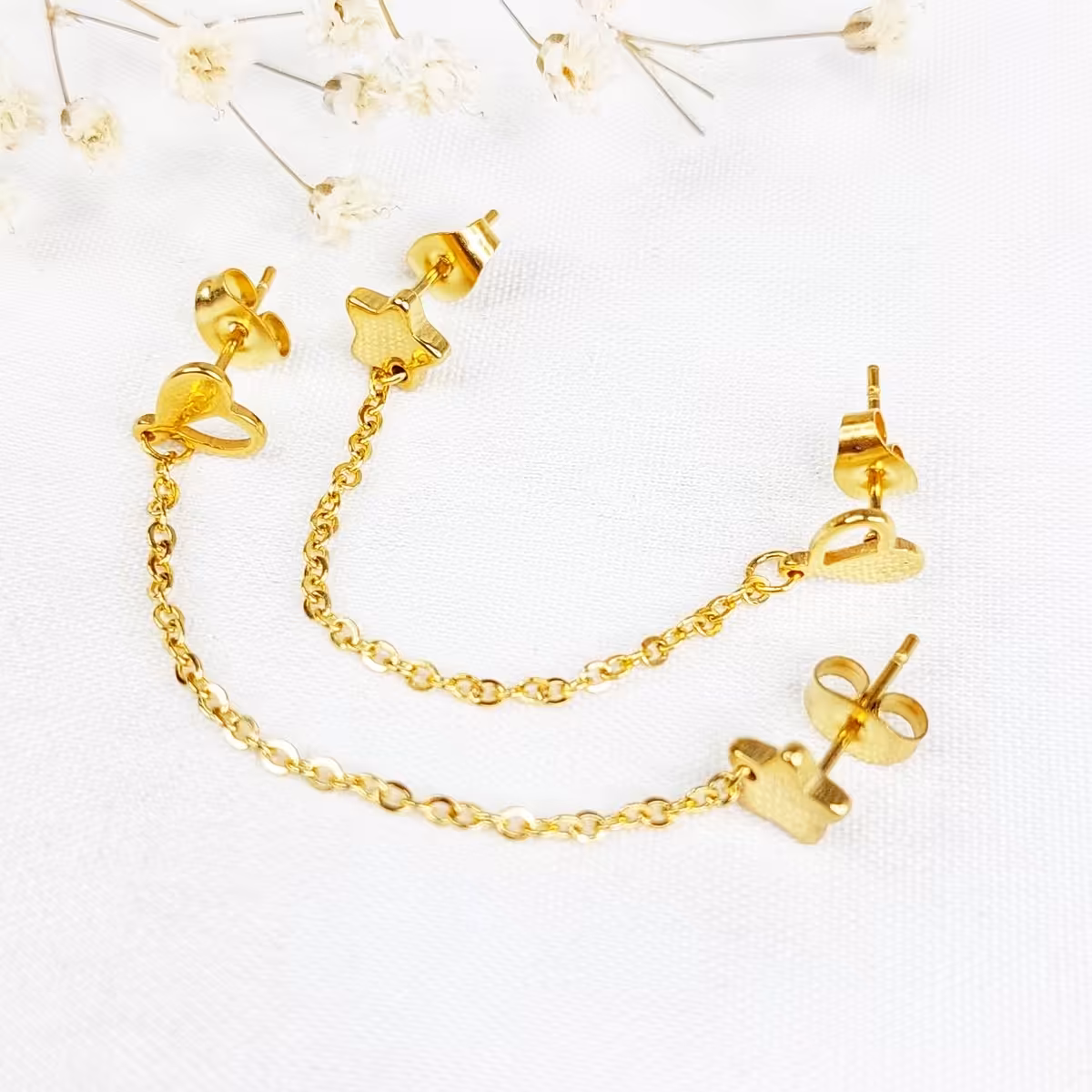 گوشواره برند استیل ستاره و قلب کد 10486