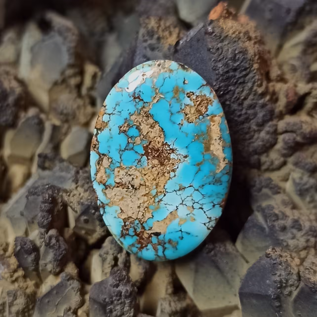 نگین فیروزه نیشابوری آبی خوشرنگ طبیعی احیا نشده F3