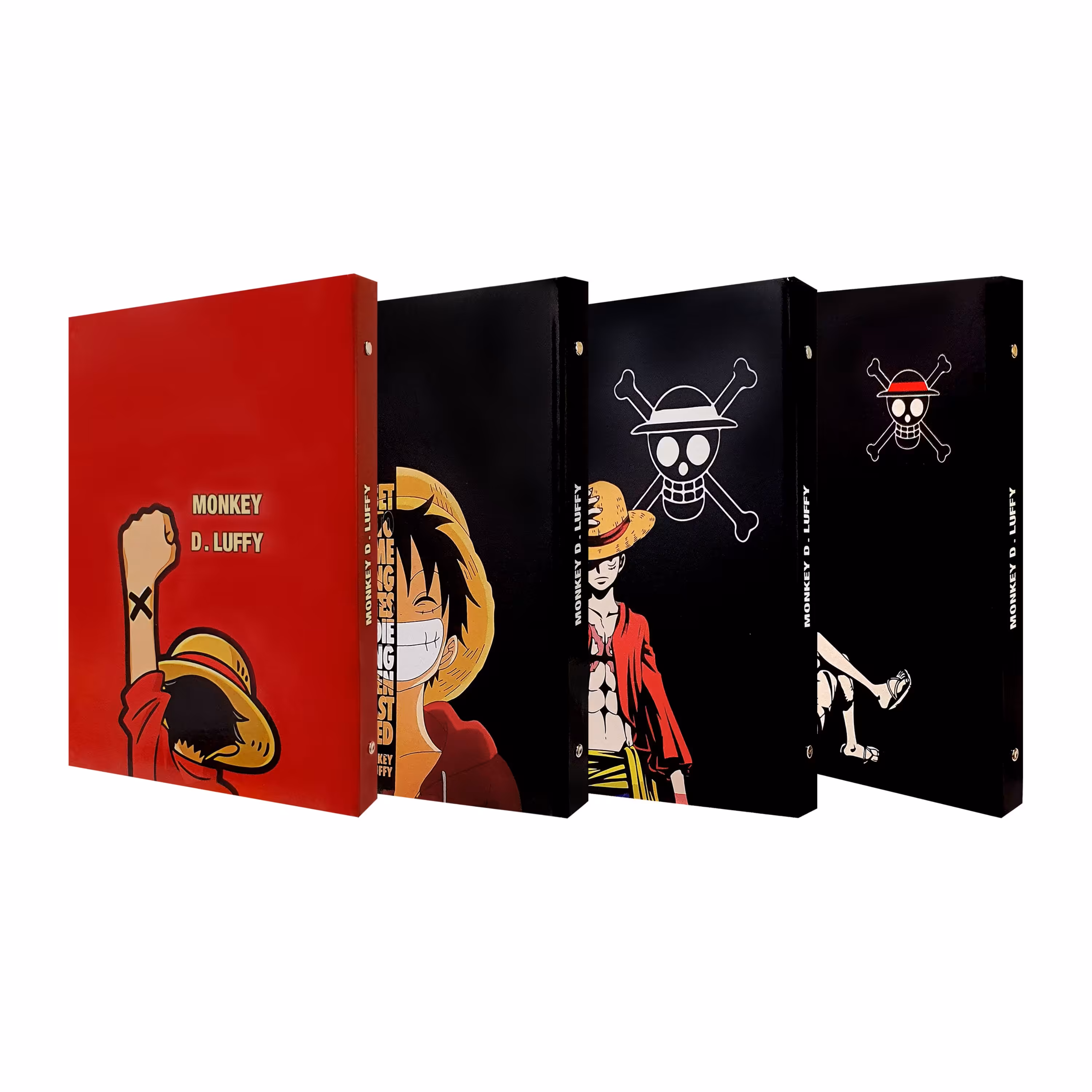 کلاسور 100 برگ پدیده نقش مدل  کالکشن انیمه طرح monkey.d.luffy مجموعه 4 عددی