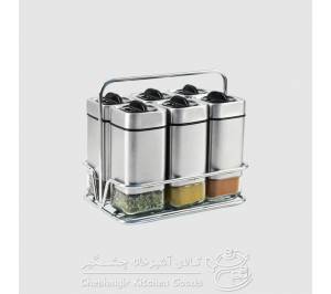 جا ادویه چوبی 16 عددی ایستاده مربع گردان کد 99164