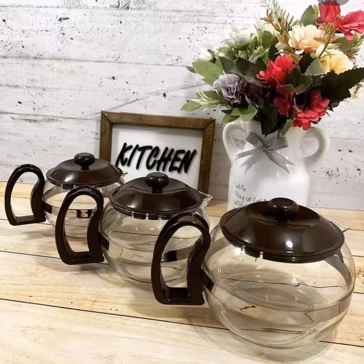 قوری پیرکس درب قهوه ای در 3 سایز کاربردی 