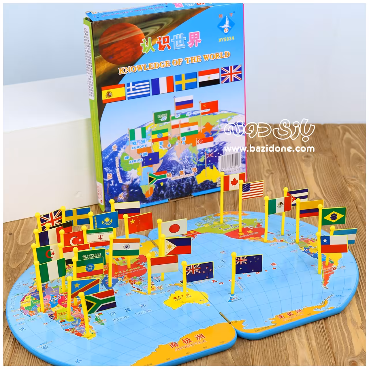 ست چوبی نقشه جهان و شناخت کشورها 