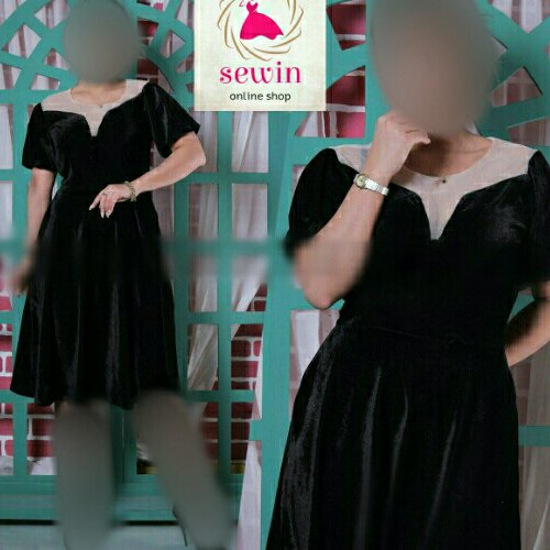 لباس زنانه مجلسی جنس مخمل کرهای با یقه توری در رنگهای زیبا کیفیت تضمینی