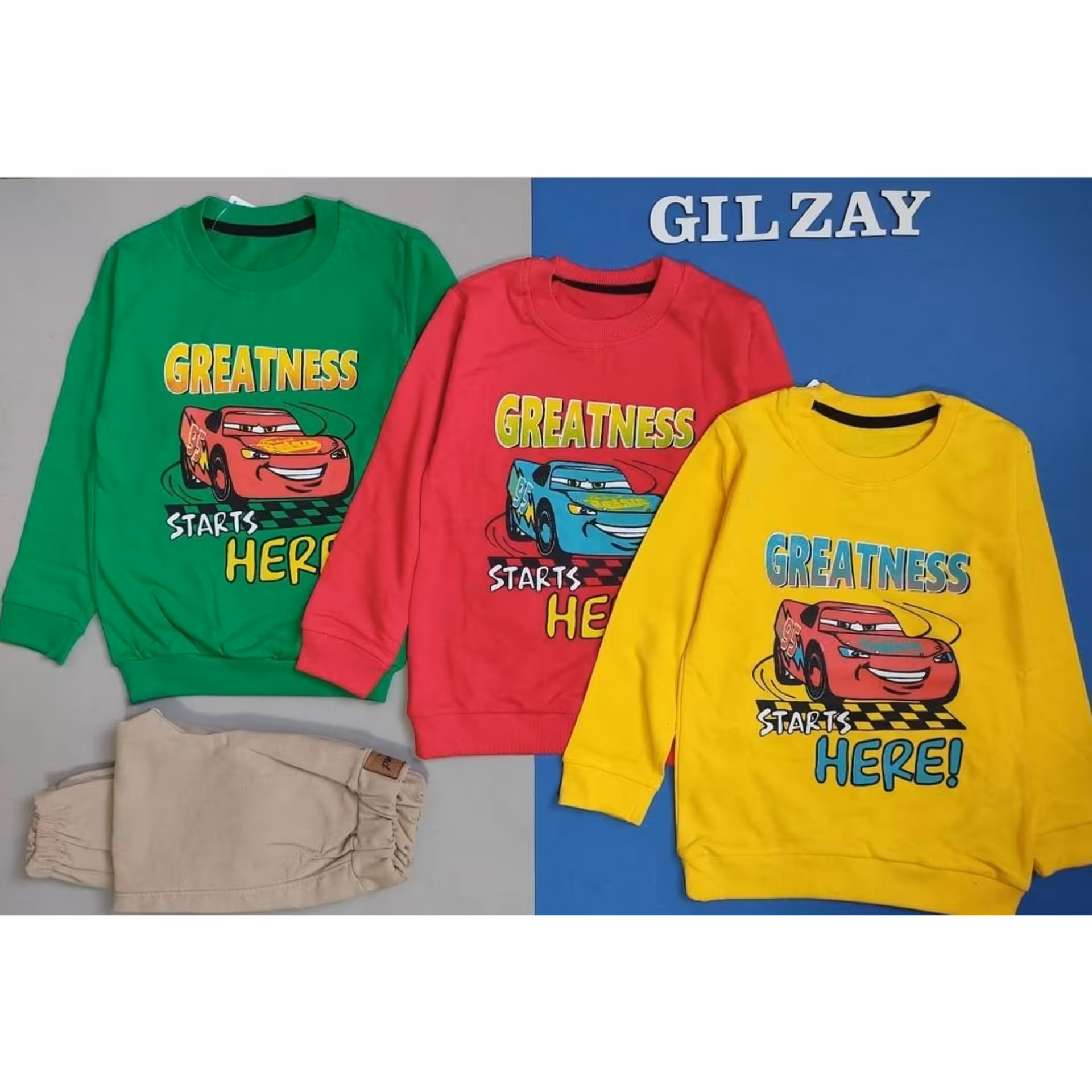 لباس بچگانه بلوز شلوار ماشینها(مک کوئین)