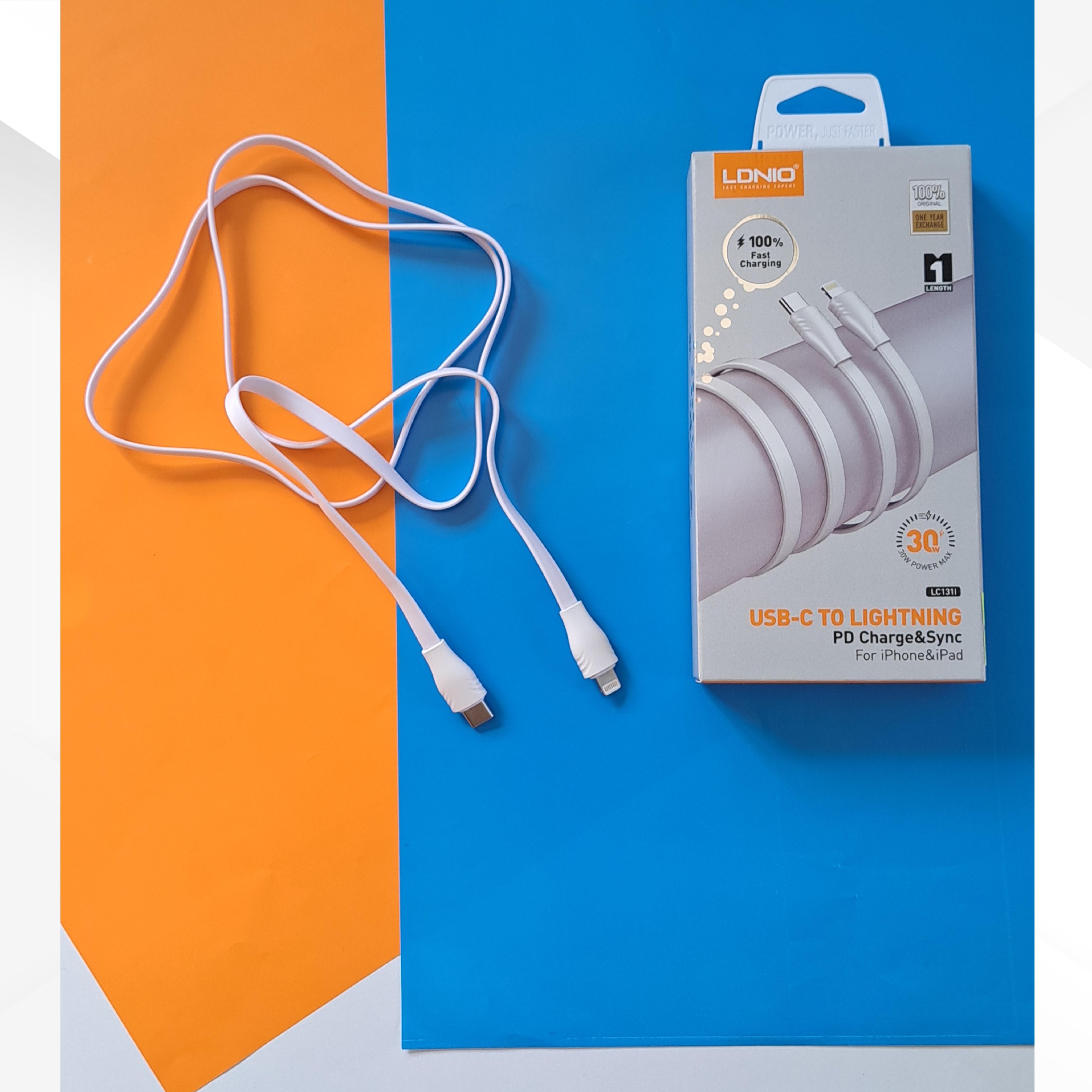 کابل شارژ پکدار Type c-Lightning مدل LC131I برند الدینیو ldnio