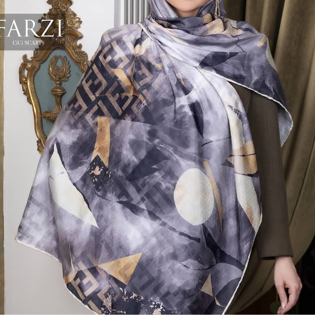 روسری طوسی زرد رنگ سال