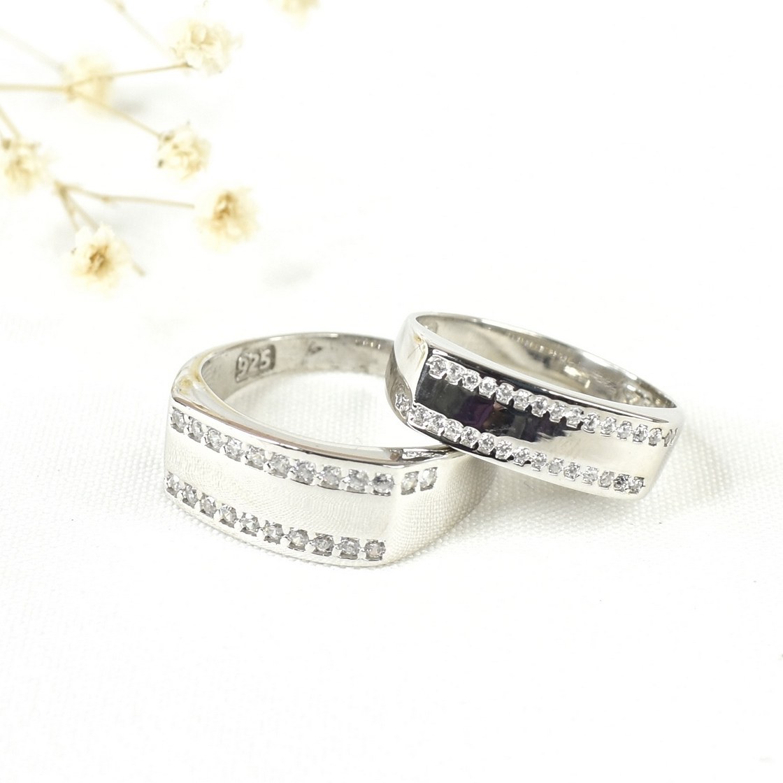 حلقه ست نقره مکعبی عیار925 کد 10152
