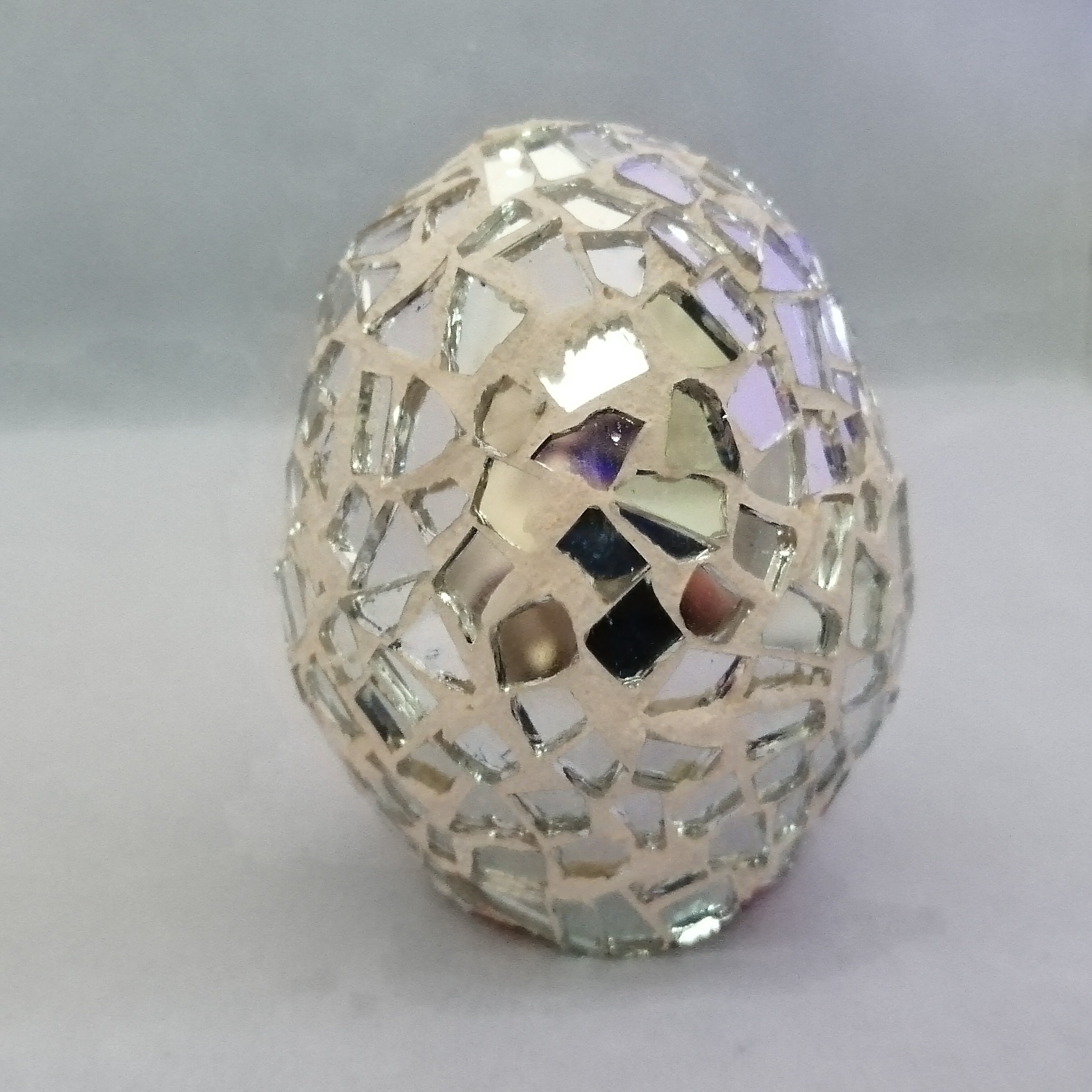 تخم مرغ هفت سین  سفالی آینه کاری رنگ گلبهی