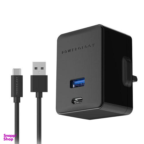 شارژر دیواری پاورولوژی (Powerology) مدل p36pdqcukcbk به همراه کابل تایپ سی