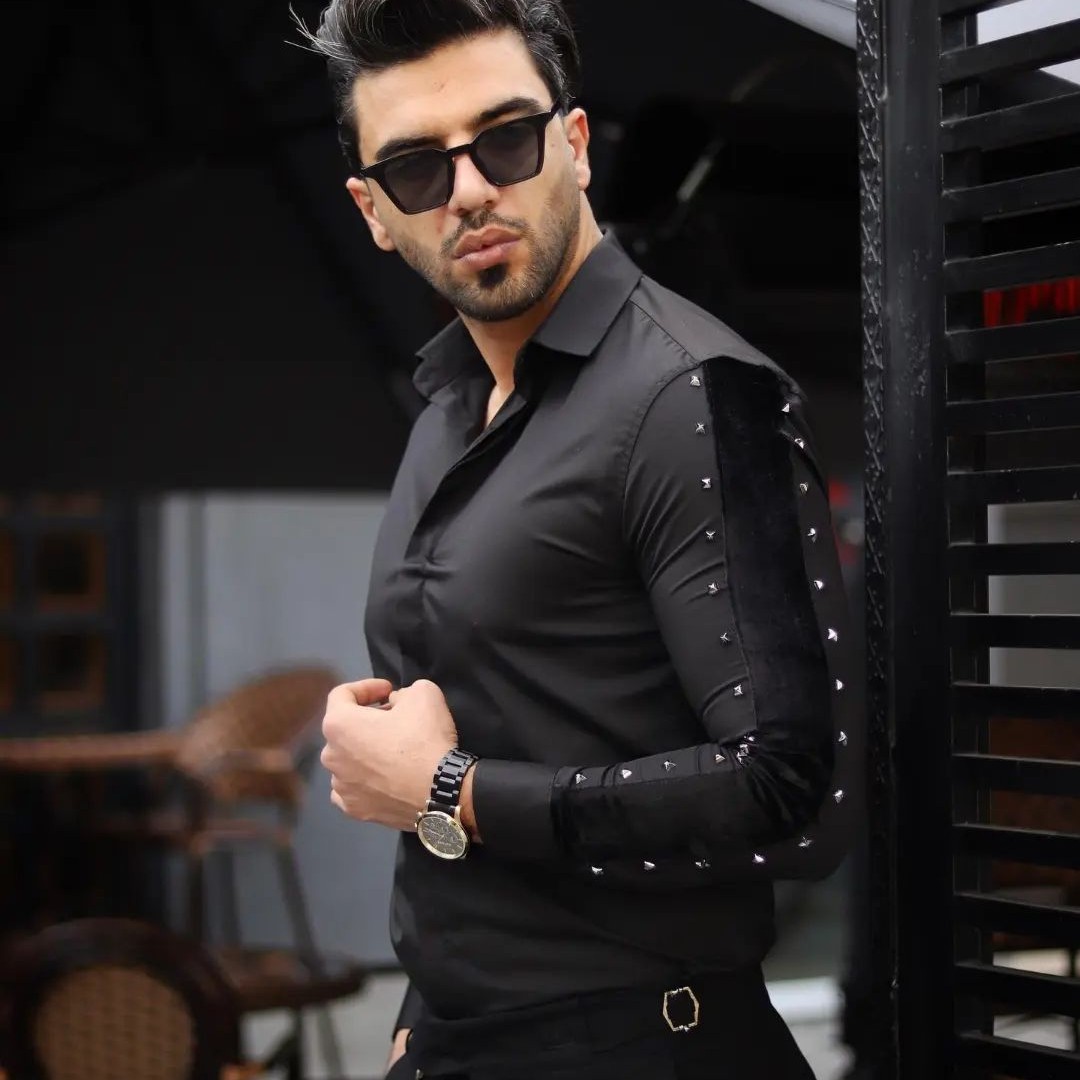 پیراهن مجلسی مردانه شیک رنگ مشکی