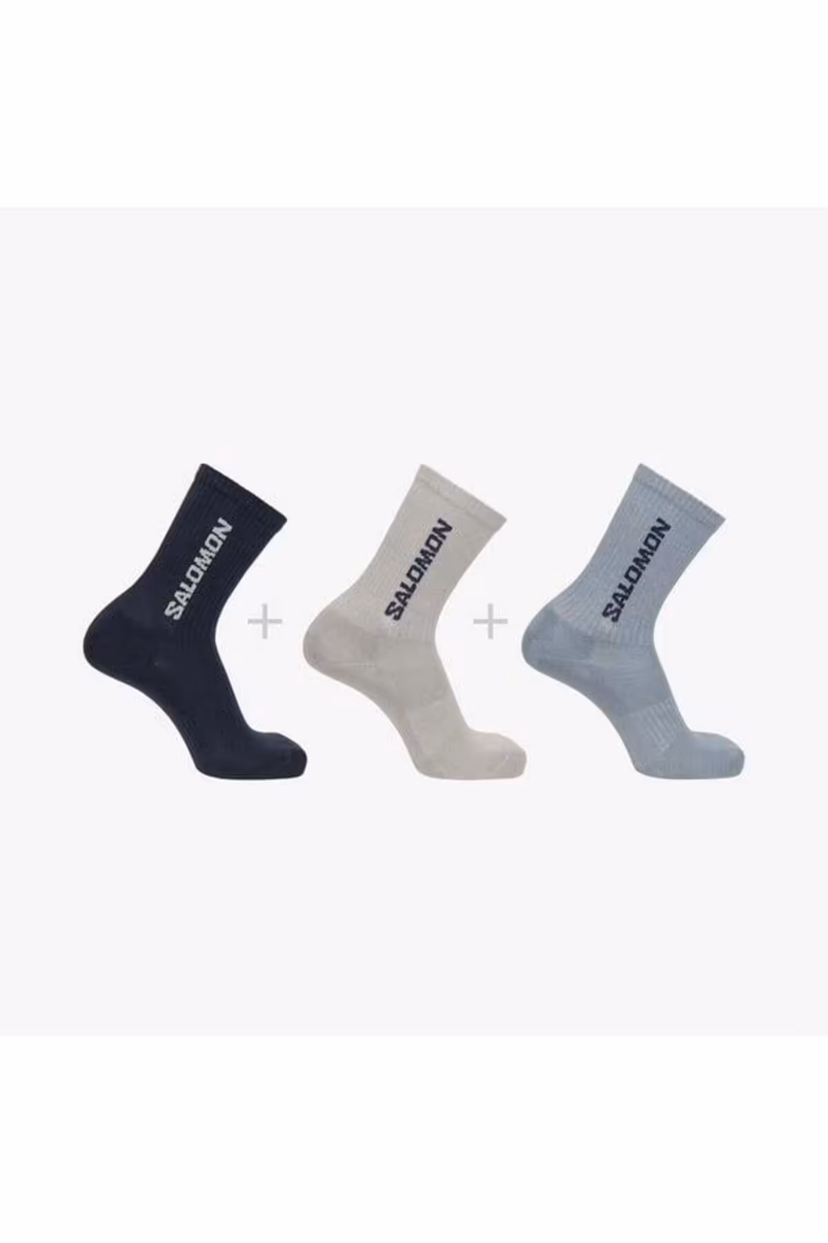 جوراب خاکستری مردانه و زنانه خدمه روزمره 3 بسته قطعه HADR BLUE GRI Salomon