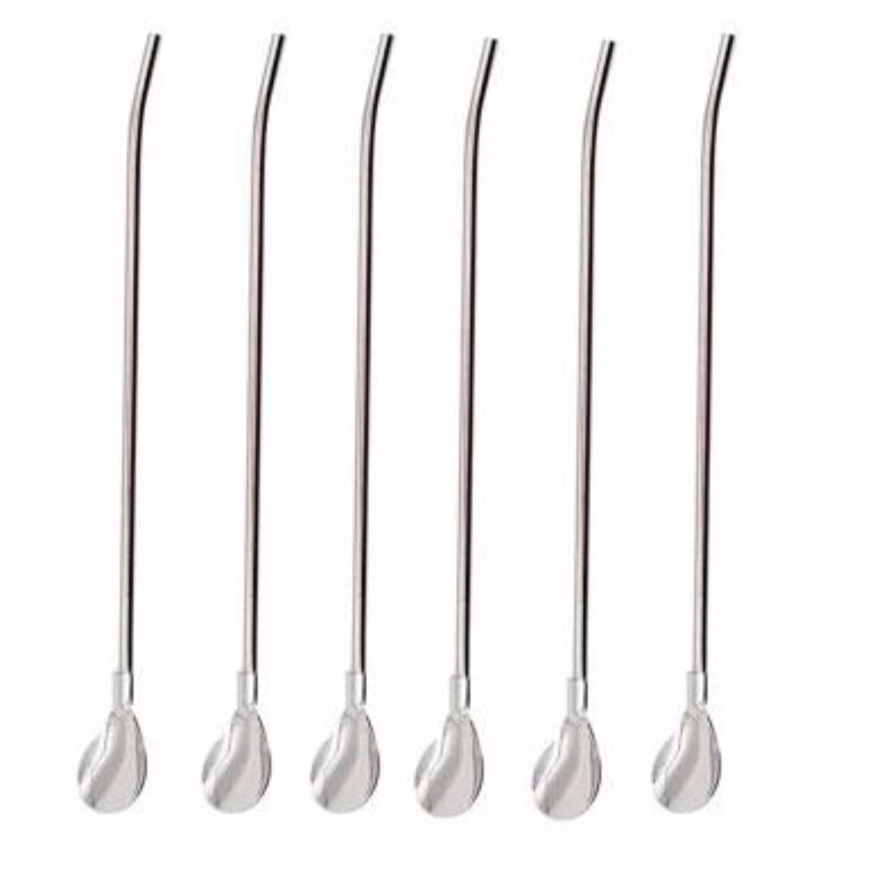 نی استیل قاشق دار   بسته 6 عدد