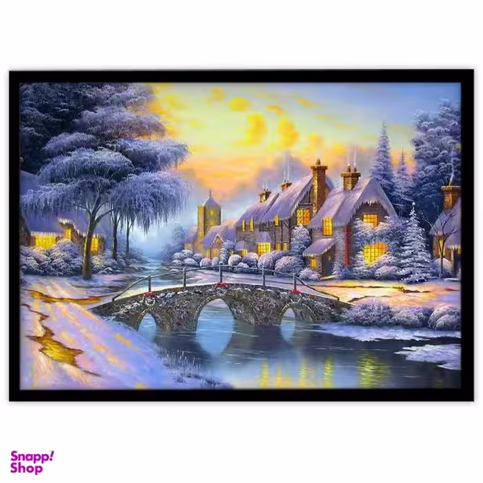 تابلو بکلیت طرح نقاشی رنگ روغن منظره زمستانی مدل B-11275