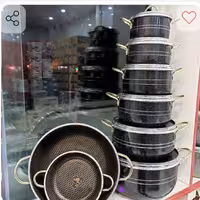 سرویس قابلمه 14 پارچه هلنا دسته طلایی

