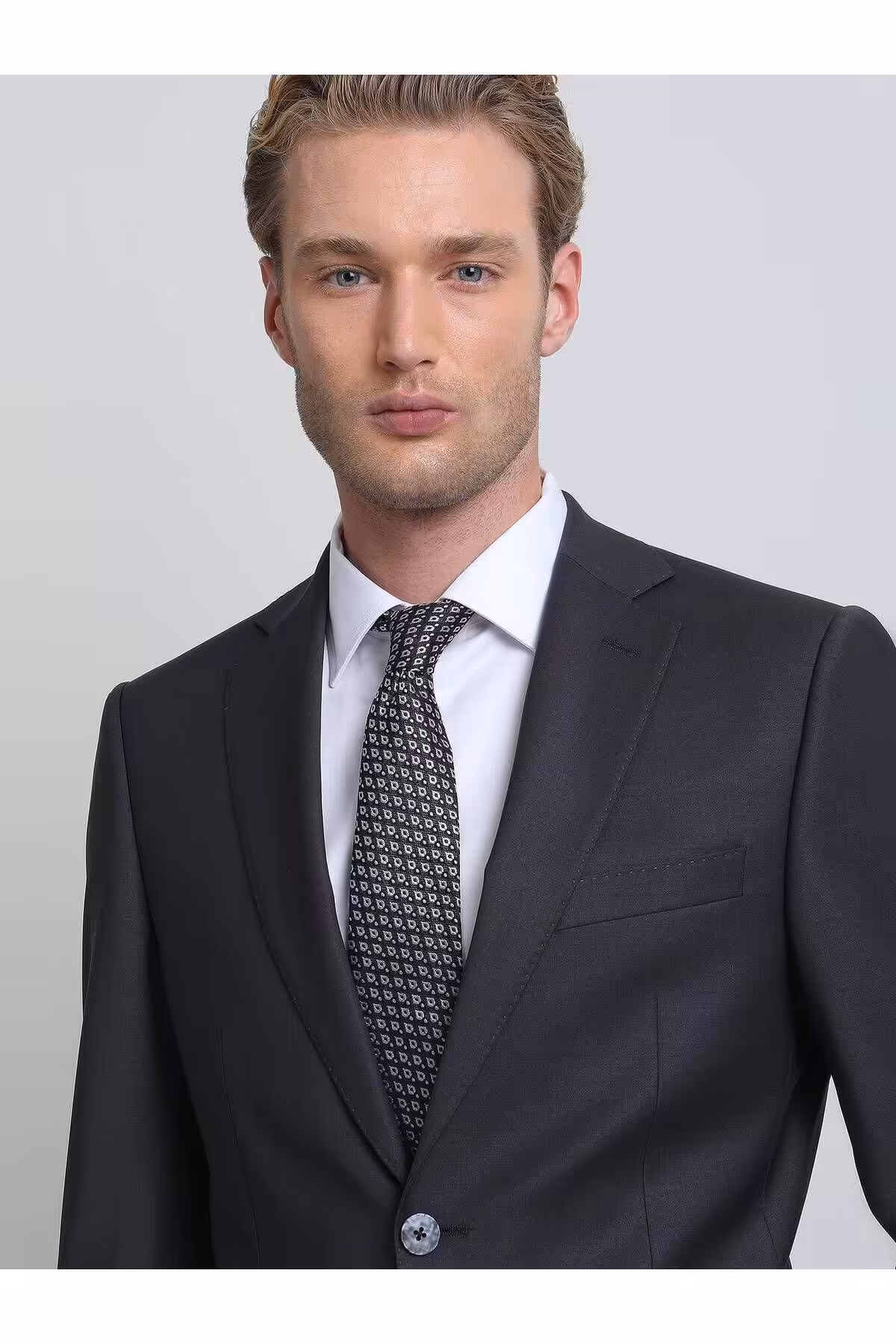 کت وشلوار خاکستری مردانه Mono Collar به طور منظم متناسب با 88 ٪ مخلوط پشم 6 قطره لباس اصلی TKM 196 Kip