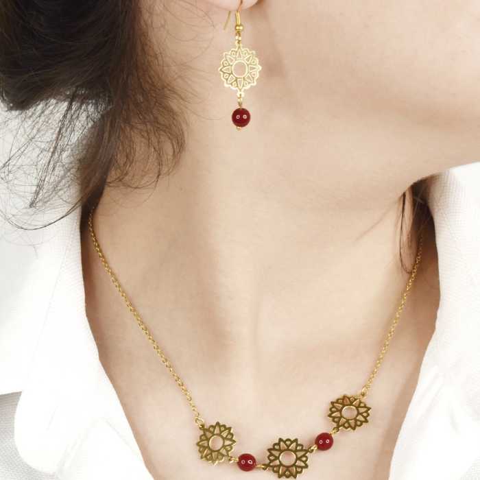 نیمست استیل مروارید قرمز کد 3476