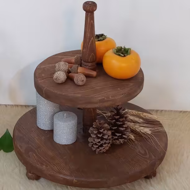 استند دوطبقه چوبی پذیرایی گرد (پس کرایه)