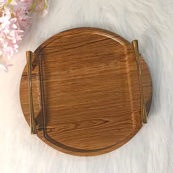 سینی چوبی مدل دسته رویال گرد