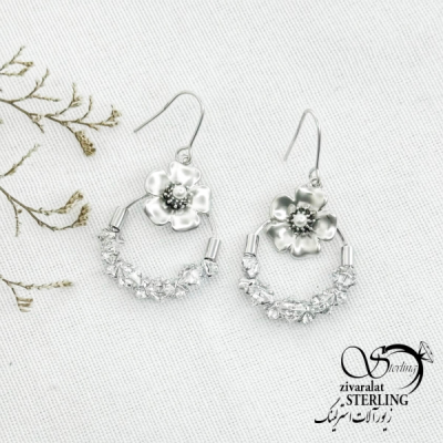 گوشواره آویز گلدار کد 13486