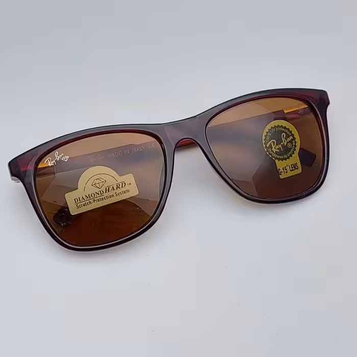 عینک آفتابی مردانه ریبن طرح ویفری شیشه سنگ فریم قهوه ای براق ارسال رایگان 