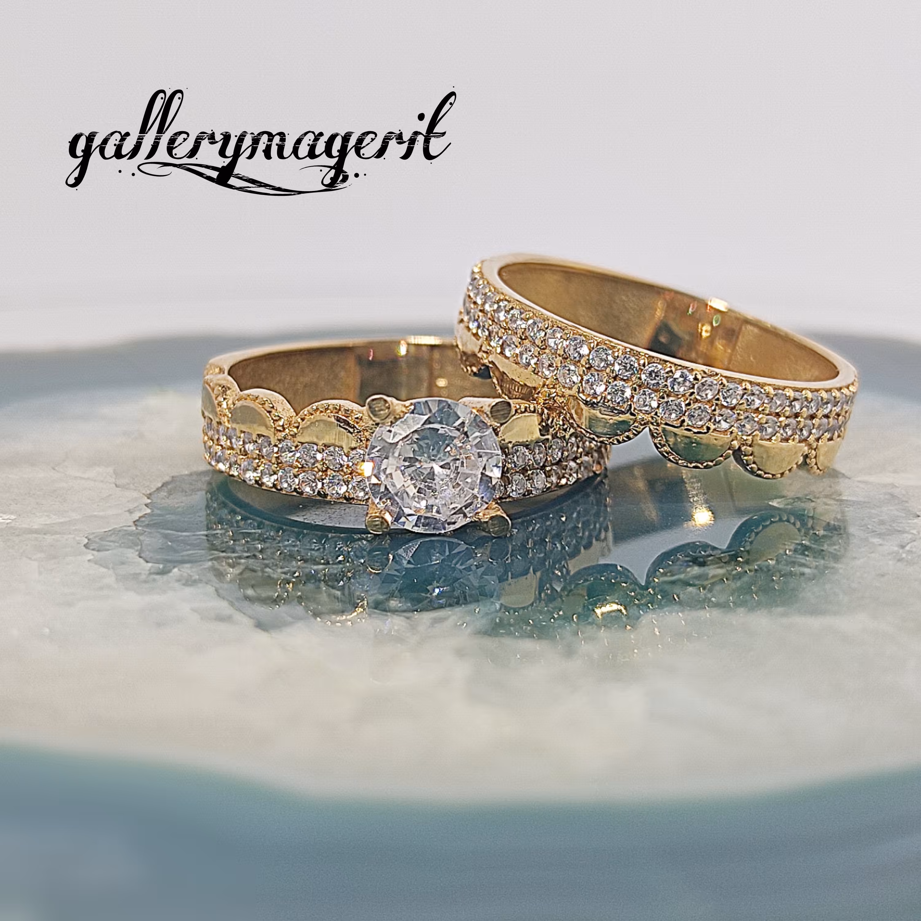 حلقه و پشت حلقه زنانه طلا روسی با نگین میکرو