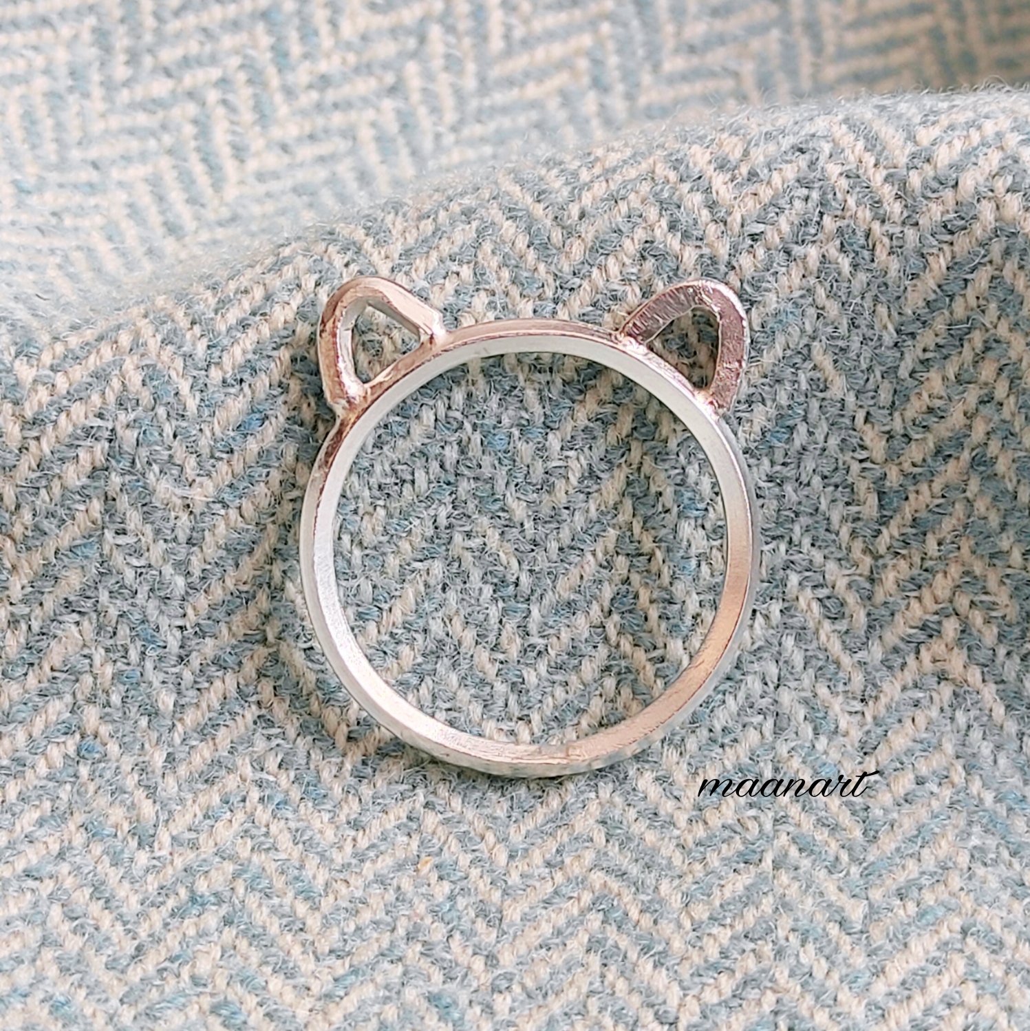 انگشتر طرح گربه نقره