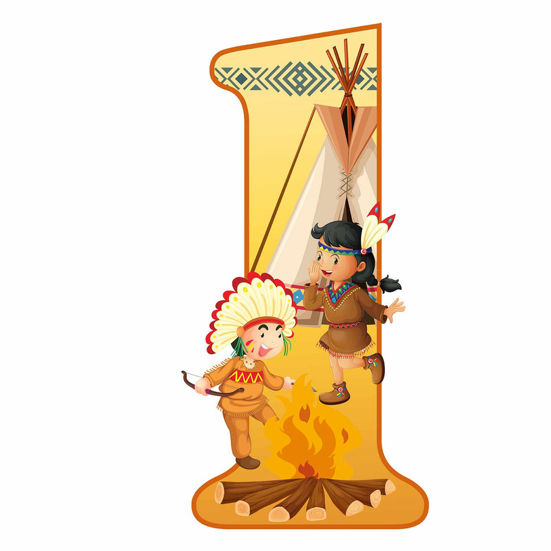 استند رومیزی تولد مدل عدد 1 طرح سرخپوست کد 1184