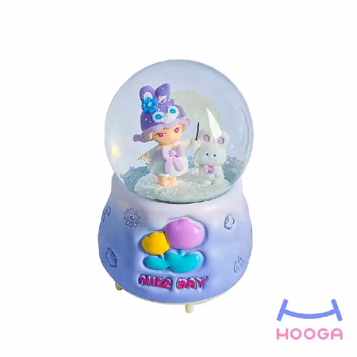 گوی موزیکال فن دار بزرگ مدل دختر و خرگوش - یاسی - هوگا شاپ - فروش انواع محصولات فانتزی