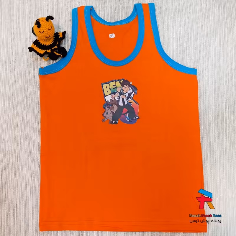 زیرپوش رکابی پسرانه چاپی رنگبندی 12 عدد جینی عمده درجه یک