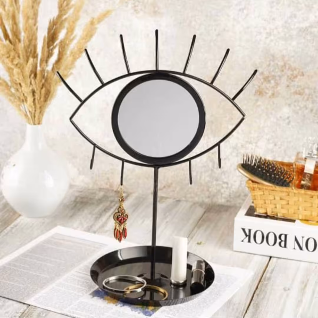 جا جواهری استند جواهرات مدل چشم فلز  آبکاری شده به همراه آینه با ارسال رایگان