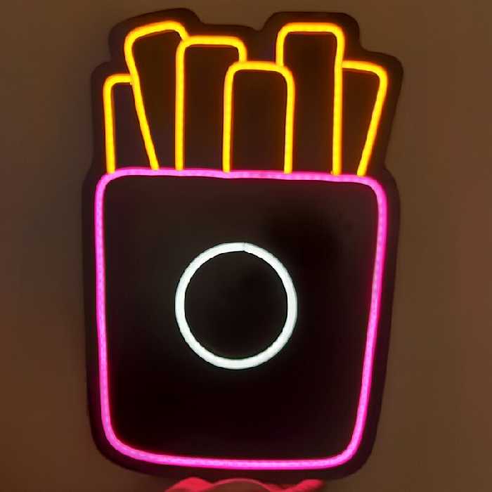 تابلو نئون پلکسی سیب زمینی سرخ کرده فست فود