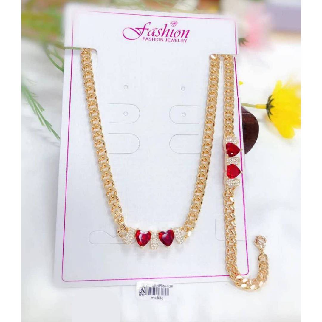 نیم ست برنجی کارتیر قلب قرمز  - کد 1020010082