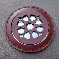 آینه چرم طبیعی دستدوز طرح اسلیمی