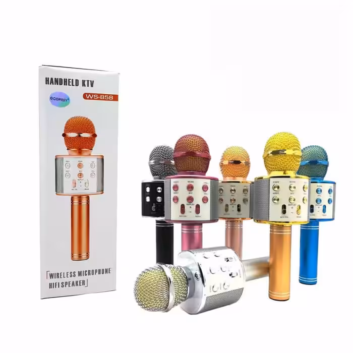 میکروفون اسپیکر دار مدل ws 858 - طلایی ا speaker microphone