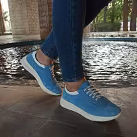 کفش چرم طبیعی اسپرت رویه اشبالت مدل ماهو رنگ آبی