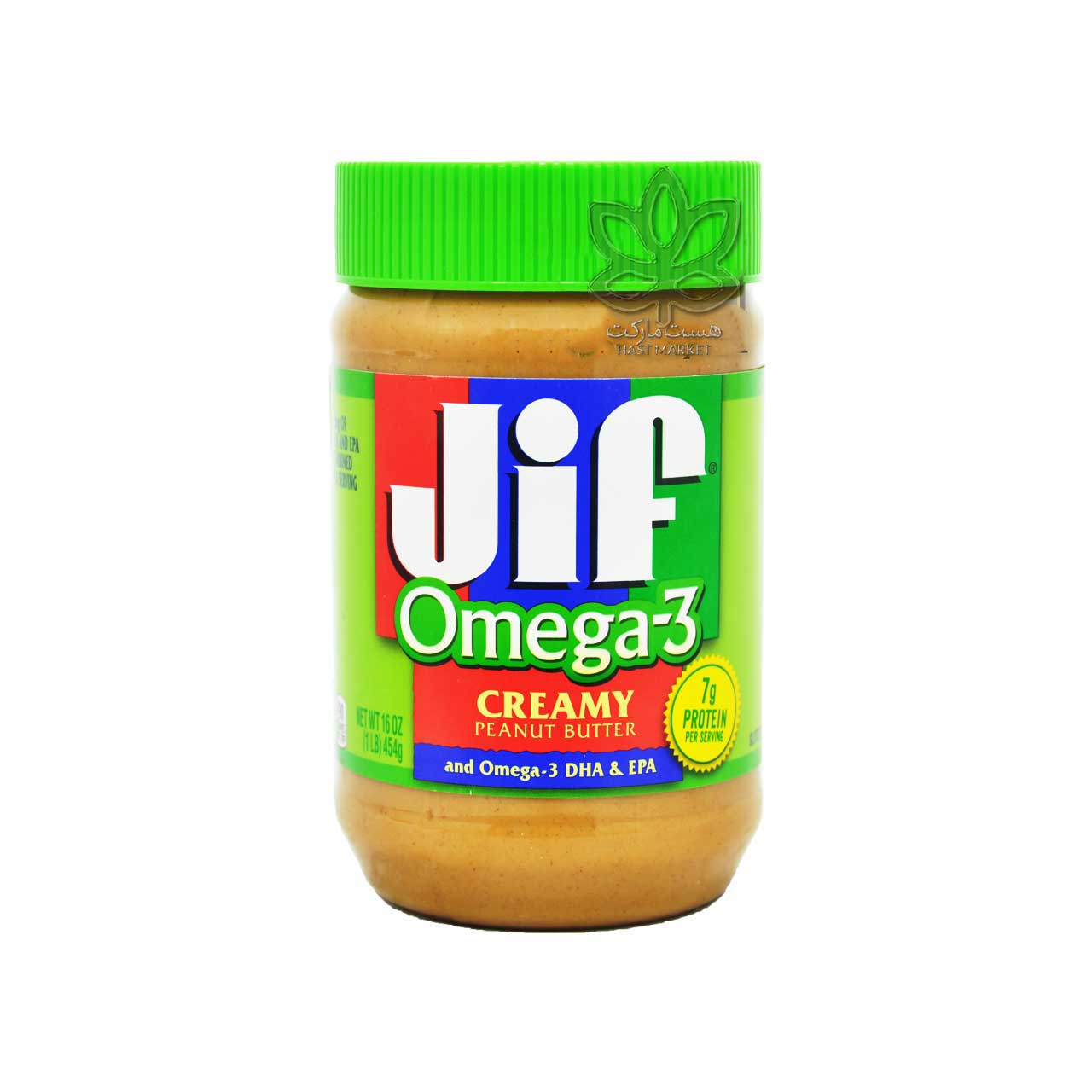 کره بادام زمینی امگا 3 ( omega3 ) کرمی 454 گرم جیف - jif