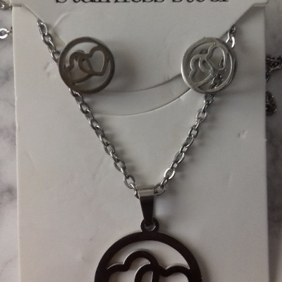 نیمست استیل نقره ای طرح دو قلب