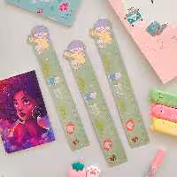 خط کش مگنتی فانتزی طرح دختر رنگ سبز 15 سانتی متری