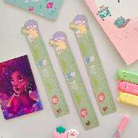 خط کش مگنتی فانتزی طرح دختر رنگ سبز 15 سانتی متری