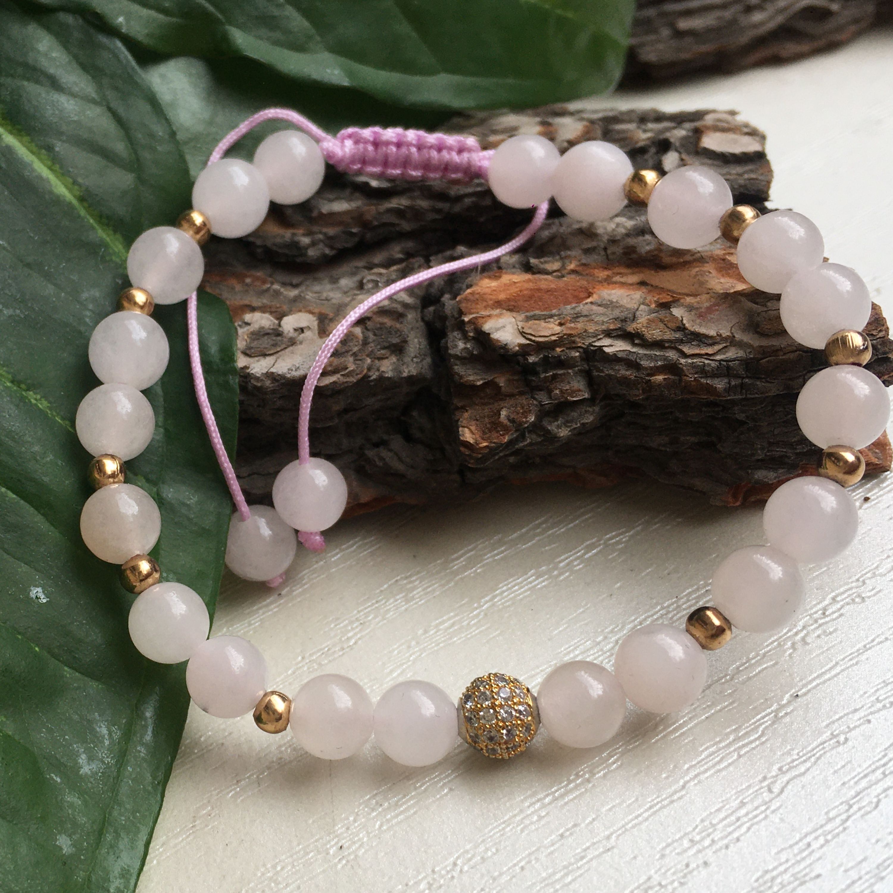 دستبند سنگ و گوی میکروست نگین دار مدل رویای گل