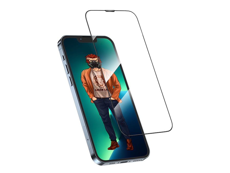 محافظ صفحه نمایش شیشه ای آیفون 13 پرو مکس گرین Green iphone 13 Pro Max 3D Desert Round Edge Glass