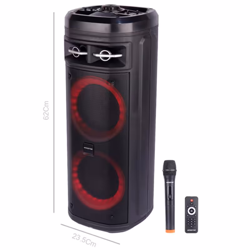 اسپیکر چمدانی بلوتوثی رم و فلش خور KingStar KBS455   میکروفون و ریموت کنترل