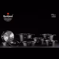 سرویس قابلمه 15 پارچه طرح آلمان برند راکلند رنگ مشکی