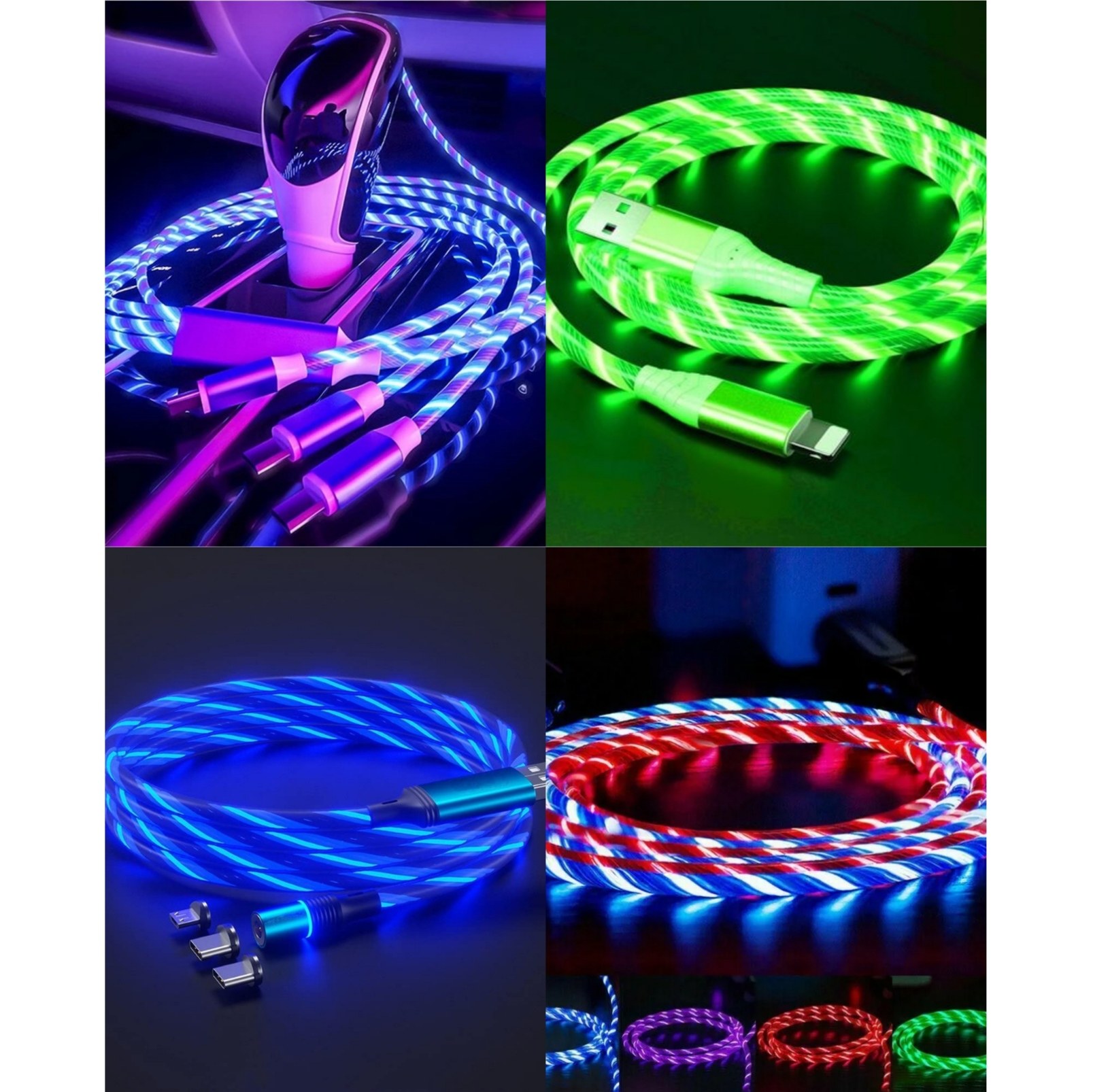 کابل شارژر مگنتی 3 کانکتور LED دار