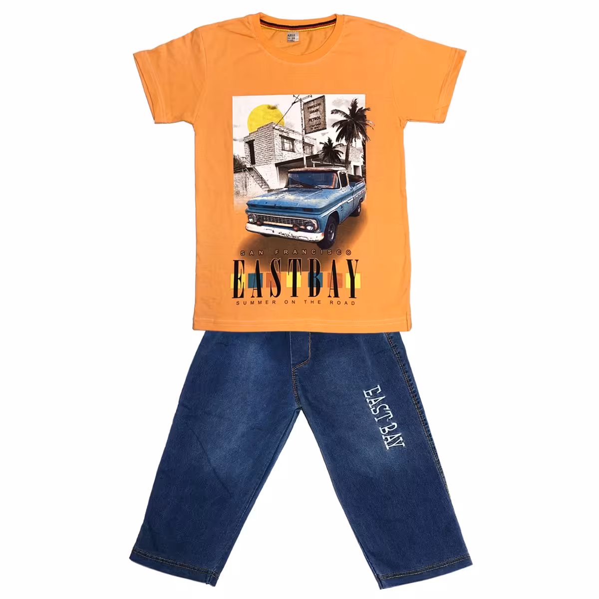 ست تی شرت و شلوار پسرانه مدل ماشین کد 1079