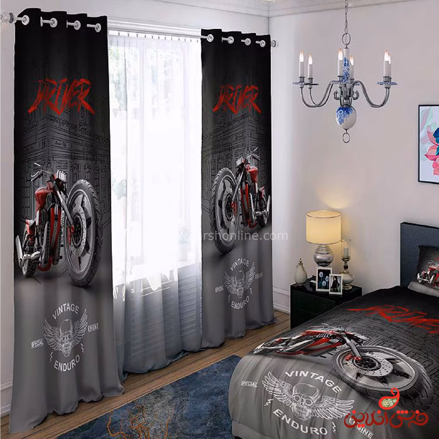 پرده 2 عددی کد 15257/1 طرح موتورسیکلت