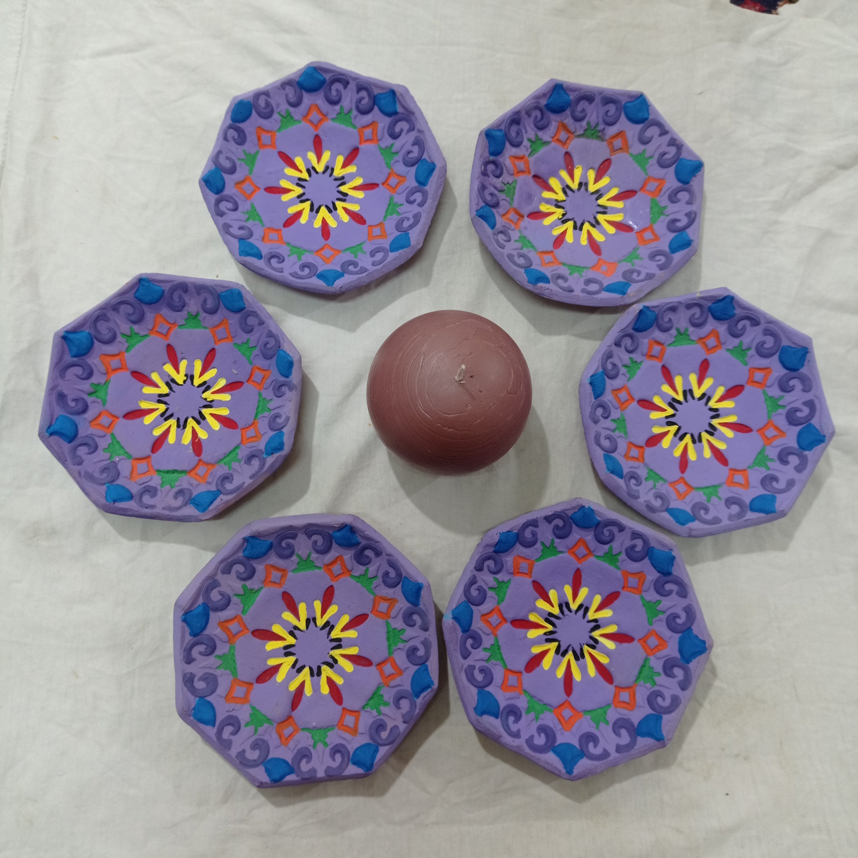 ظرف هفت سین طرح ترمه به همراه شمع توپی