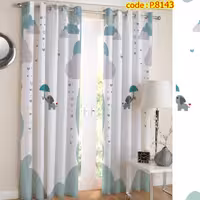 پرده اتاق خواب کودک دو قواره پانچ طرح فیل کوچولو کد P8143