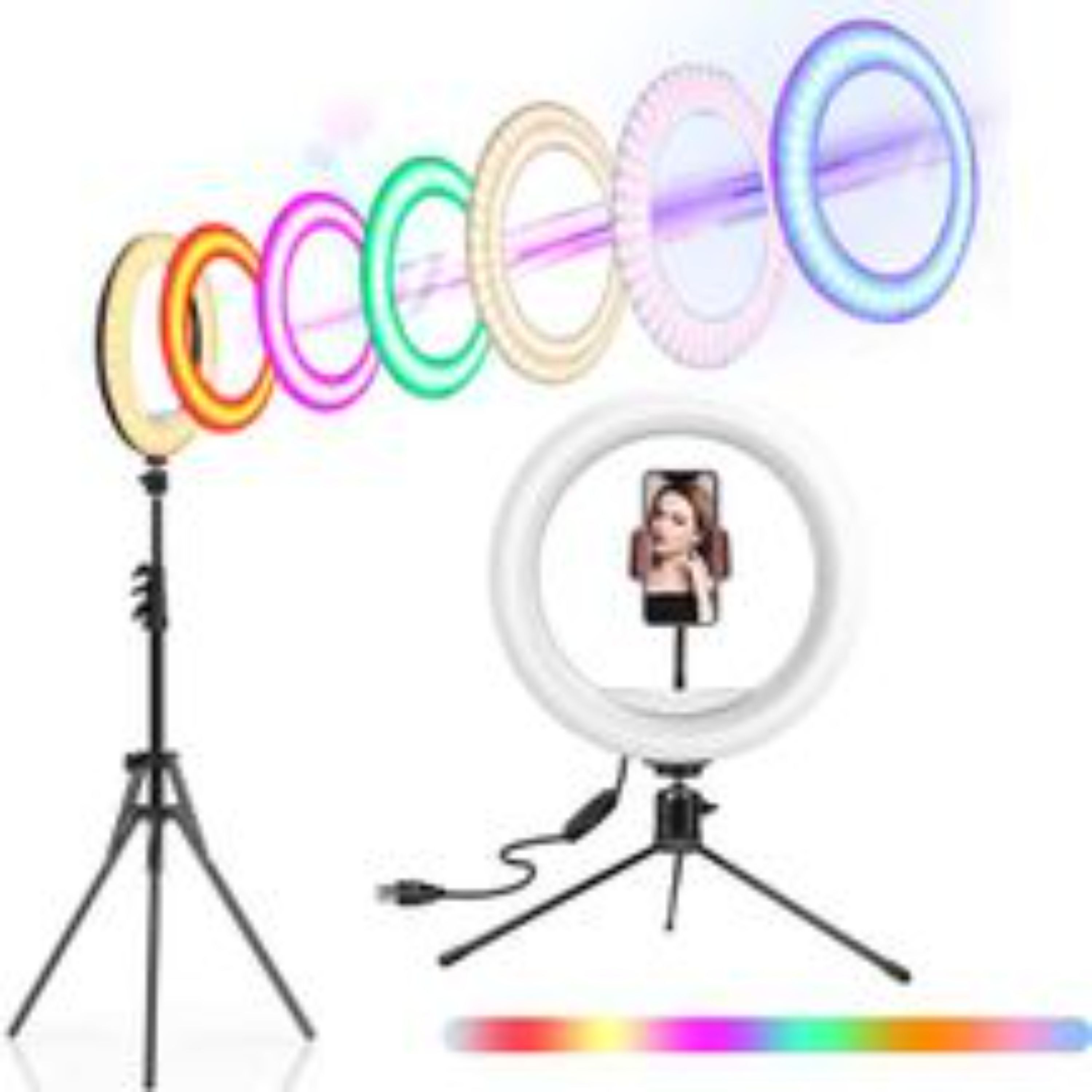 رینگ لایت مولتی کالر مدل RGB سایز 30 سانتی متری همراه با سه پایه ا Multi Color R