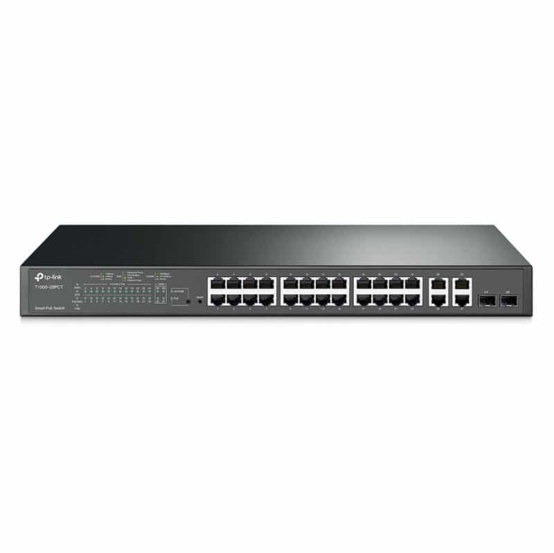 سوئیچ 24 پورت Smart PoE تی پی-لینک مدل T1500-28PCT (TL-SL2428P)
